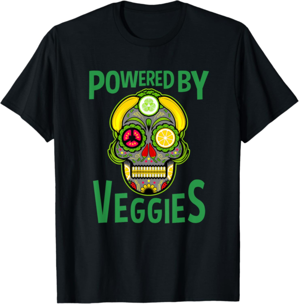 Powered by Veggies Plant Based Diet Vegan Vegetarian Gift T-... - Image 2